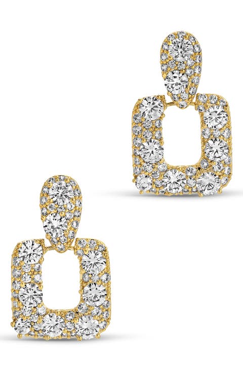 Lucca Cubic Zirconia Doorknocker Drop Earrings