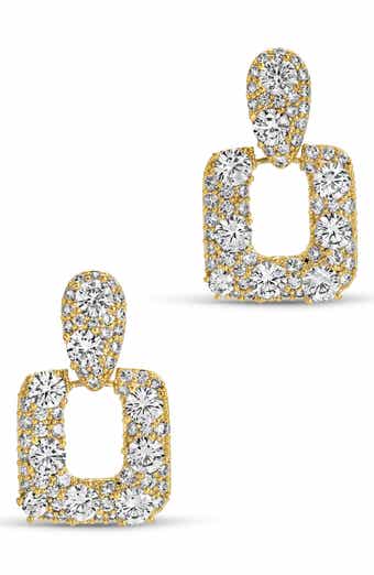 Lucca Cubic Zirconia Doorknocker Drop Earrings