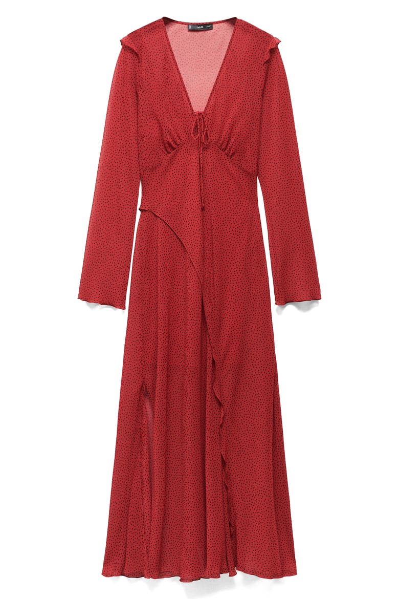 Print Semisheer Long Sleeve Maxi Dress, Main, color, RED
