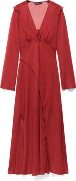 MANGO Print Semisheer Long Sleeve Maxi Dress