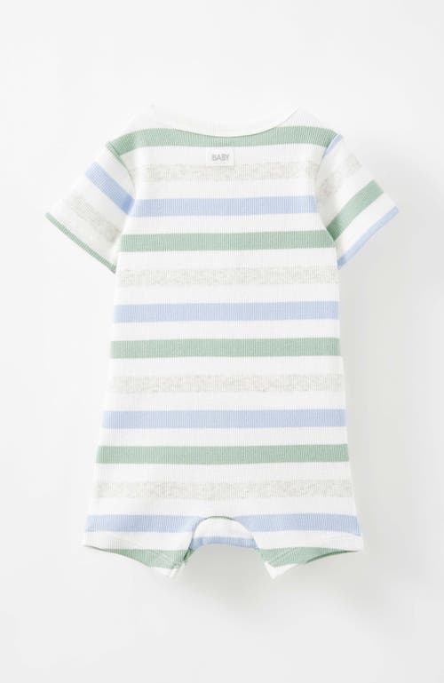 Cotton On Kids The Billie Short Sleeve Zip Romper In Dawn Blue Multi Stripe