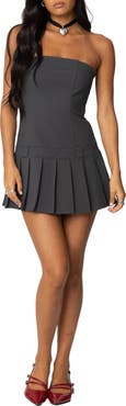 EDIKTED Pleated Drop Waist Minidress