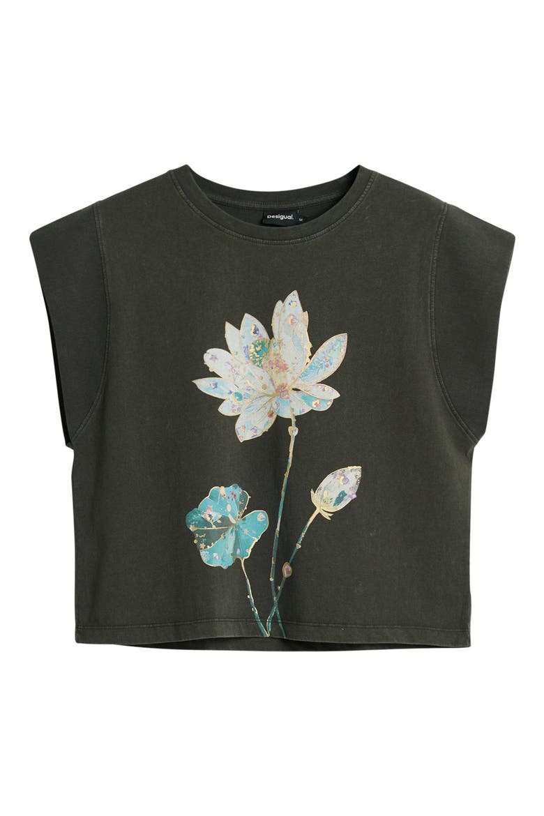 Oversize Floral Graphic T-Shirt, Alternate, color, BLACK