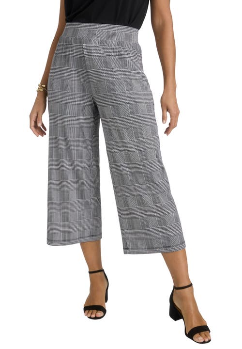 Jessica London Stretch Knit Wide Leg Crop Pant In Gray