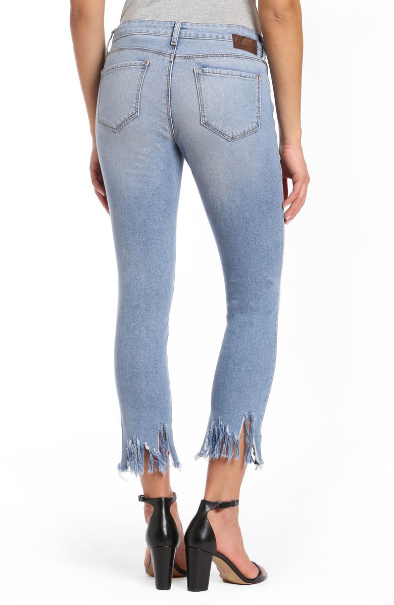 Mavi Jeans Adriana Sharkbite Fringe Super Skinny Jeans, Alternate, color, 
