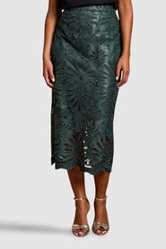 Coast Petite PU Lace Midi Skirt