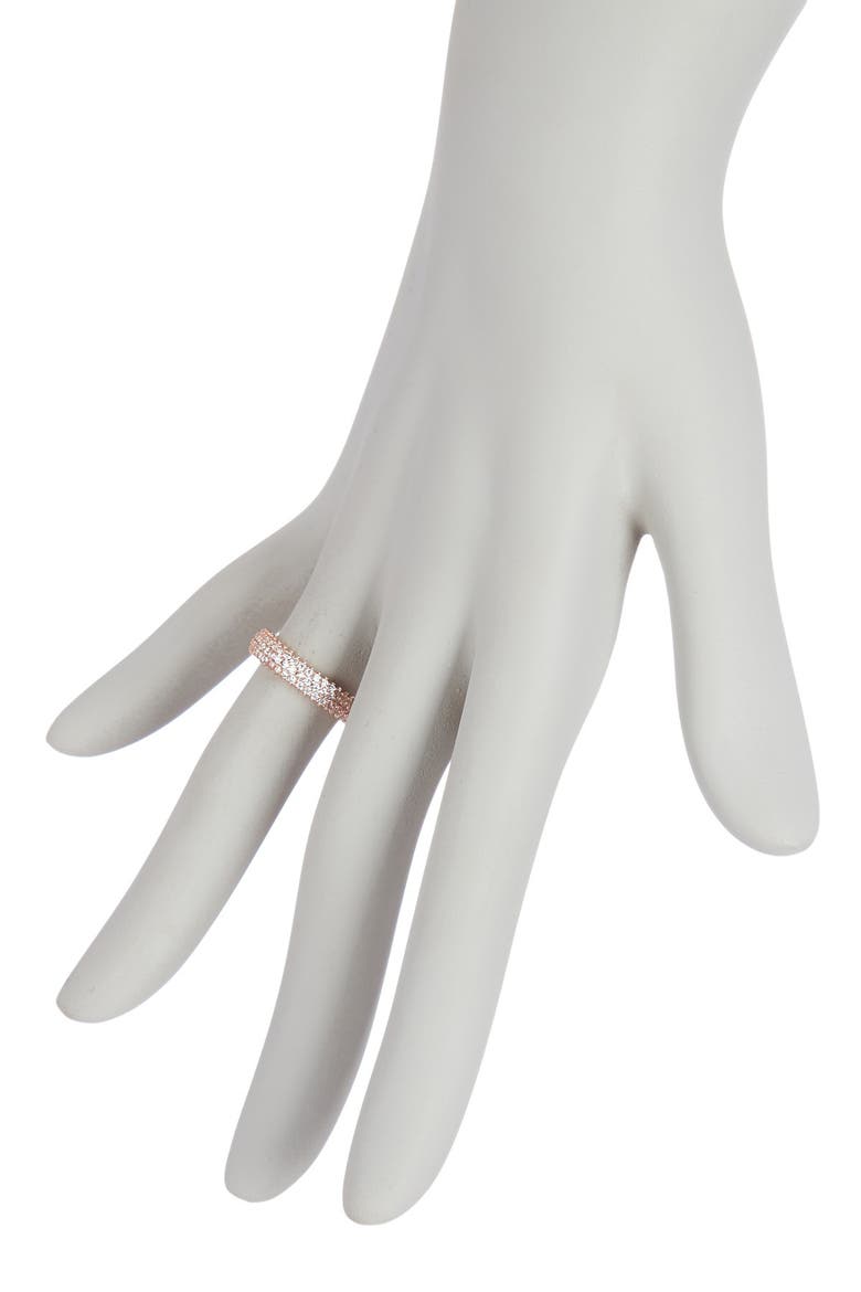 14K Rose Gold Plated Sterling Silver Micro-Pavé White CZ Eternity Band Ring, Alternate, color, ROSE