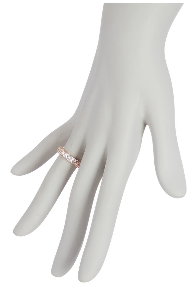 SUZY LEVIAN 14K Rose Gold Plated Sterling Silver Micro-Pavé White CZ Eternity Band Ring, Alternate, color, Rose