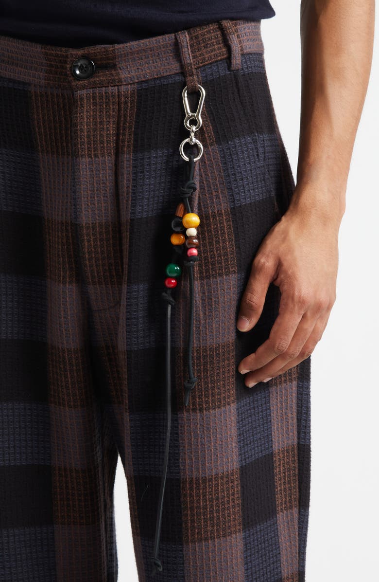 SONG FOR THE MUTE Pleated Plaid Loose Fit Pants, Alternate, color, Black