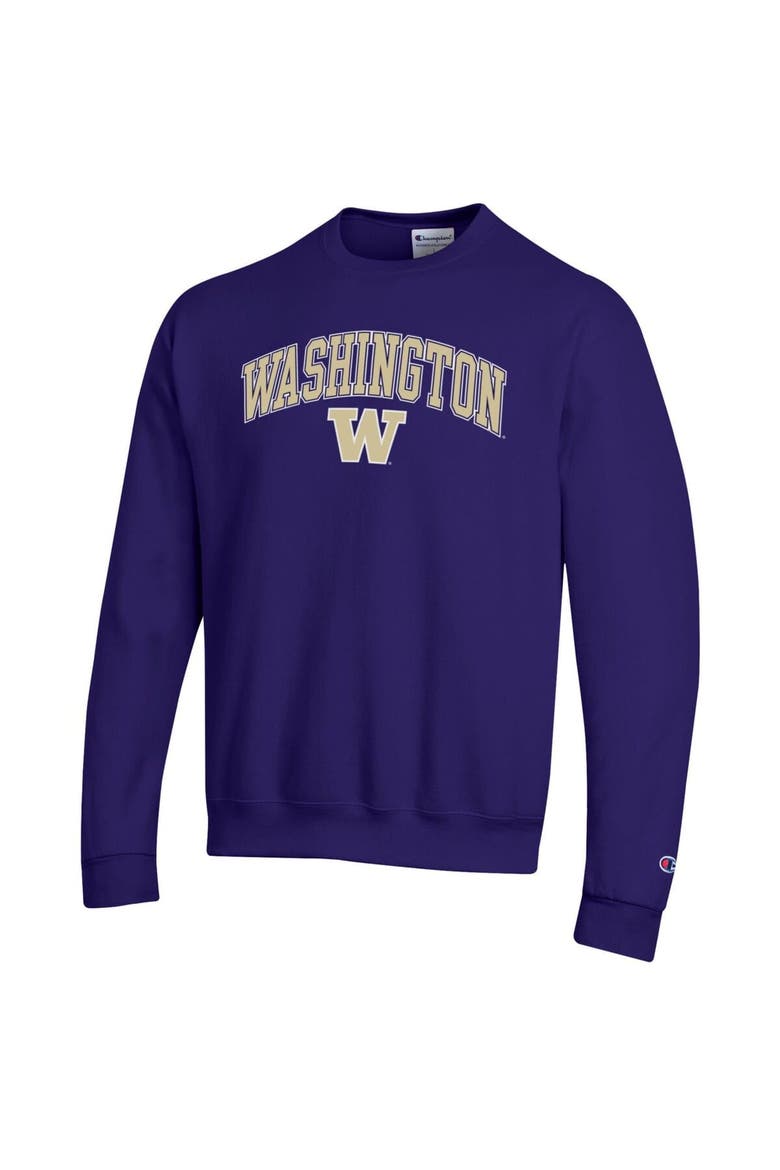 Men's Champion  Purple Washington Huskies Arch Over Logo Pullover Sweatshirt, Alternate, color, Purple