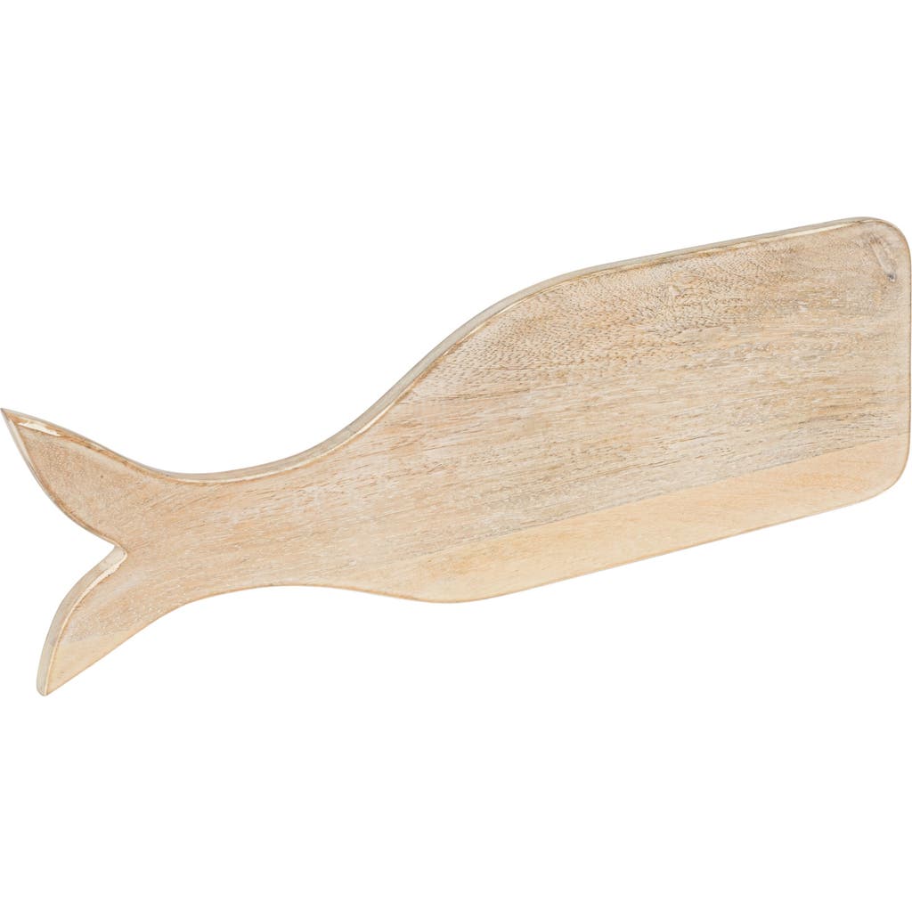 Storied Home Mango Wood Whale Shaped Cheese And Cutting Board In Neutral