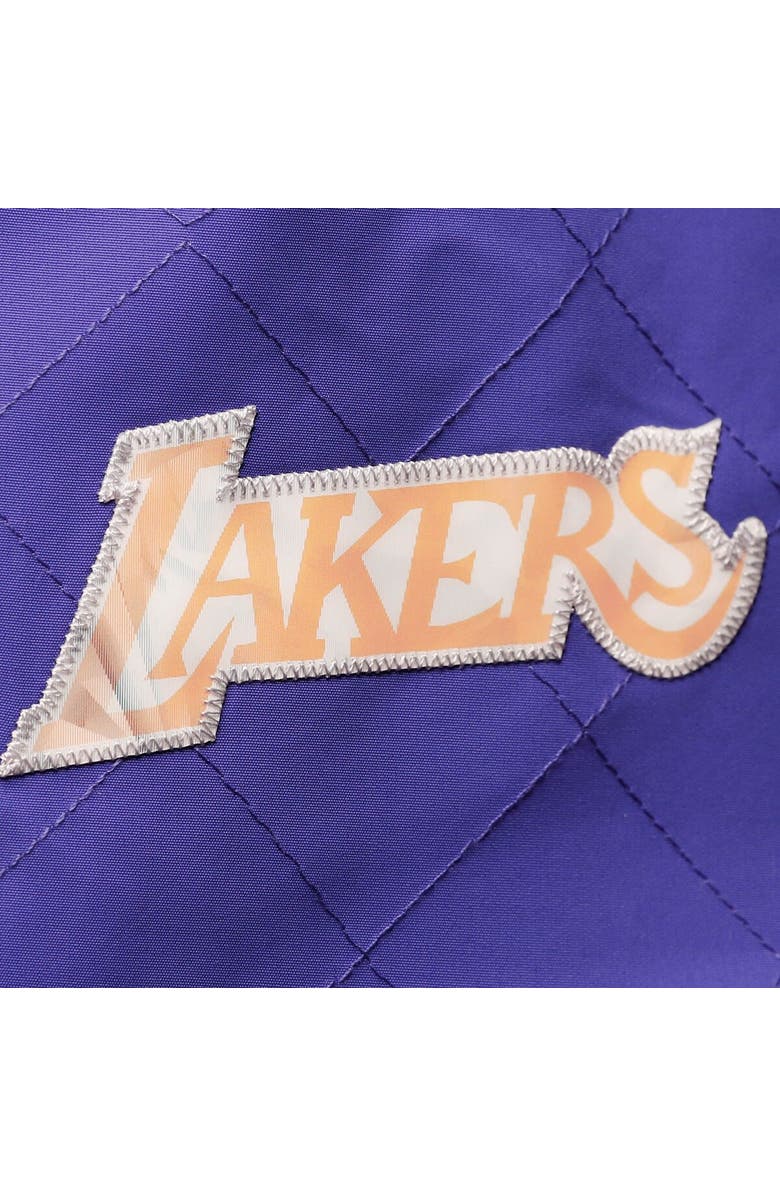 Mitchell & Ness Men's Los Angeles Lakers Purple Mitchell & Ness Hardwood Classics 75th Anniversary Authentic Warmup Full-Snap Jacket, Alternate, color,