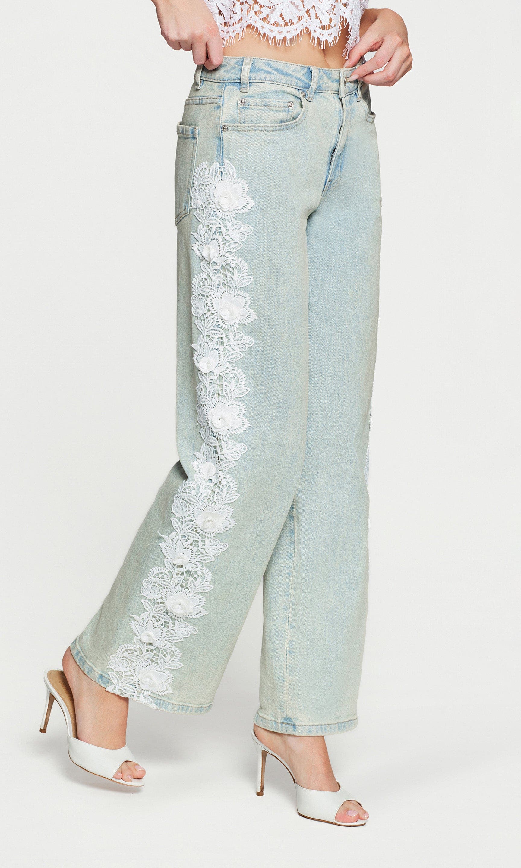 Generation Love Esme 3D Lace Combo Jeans (Women) | Nordstrom