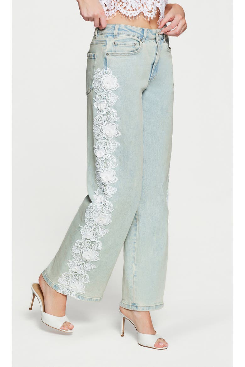 Esme 3D Lace Combo Jeans, Alternate, color, Ice Blue/White