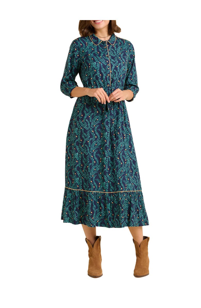 Brakeburn Skye 3/4 Sleeve Shirt Midi Dress, Alternate, color, Green