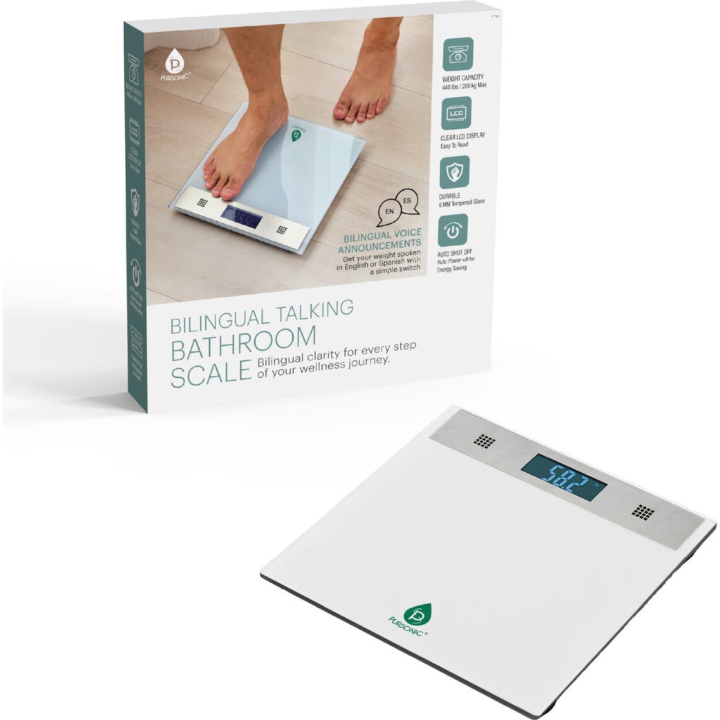 Pursonic Bilingual Talking Bathroom Scale Precision Meets Convenience In White