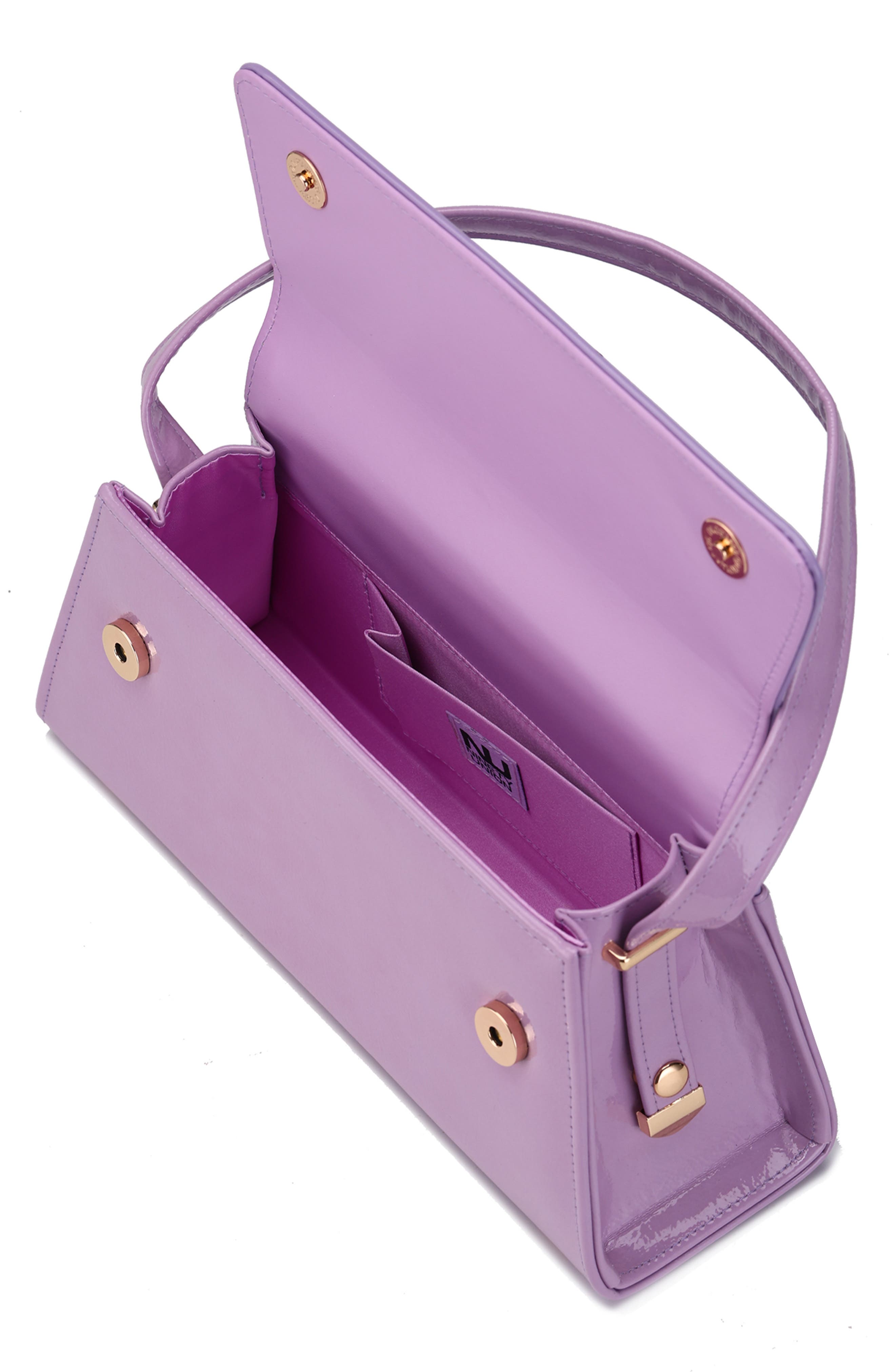 NINETY UNION Patent Faux Leather Handbag, Alternate, color, Lavender Multi