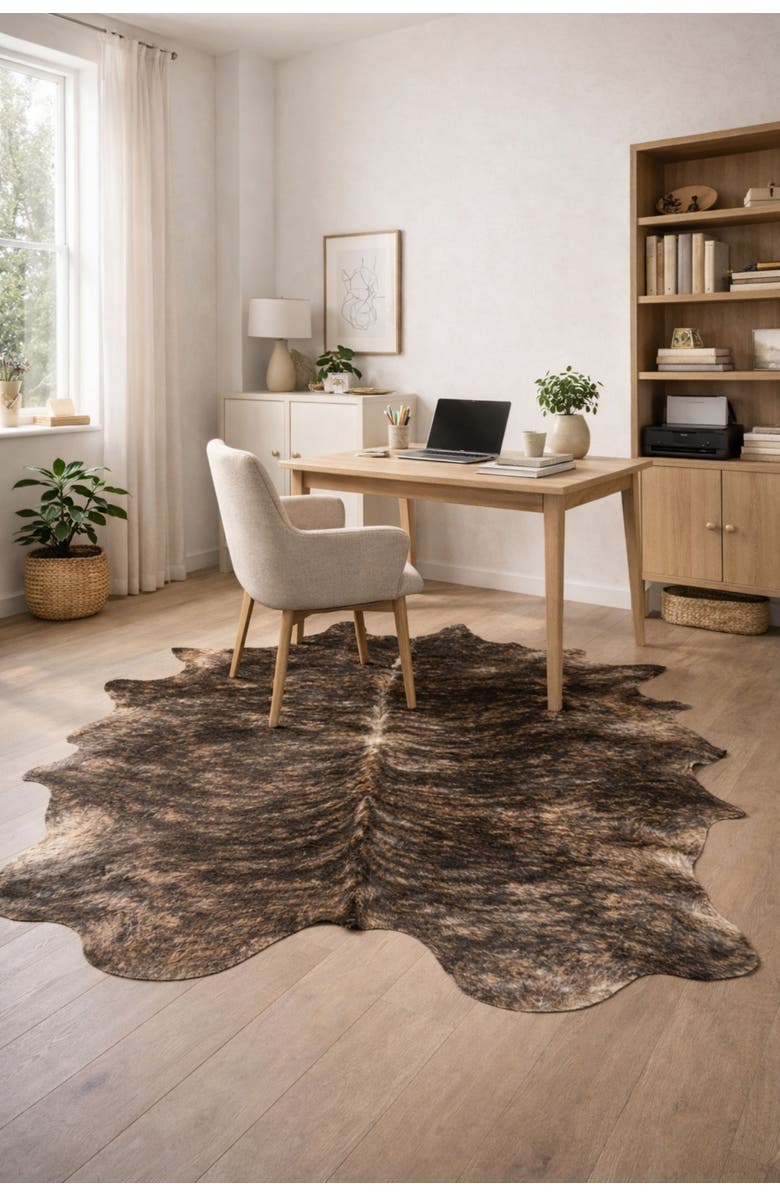 Rhacam Eco Hides Brindle Cowhide Rug 7'6" × 6'3", Alternate, color, Brindle