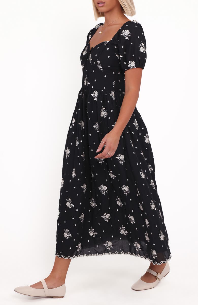 Petal & Pup Rosemarie Print Midi Dress, Alternate, color, Black Floral