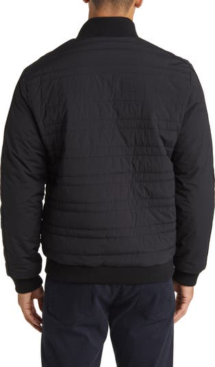 NEW Robert Barakett Men's M Strathmore Knit online Quilted Bomber Jacket in Navy Blue