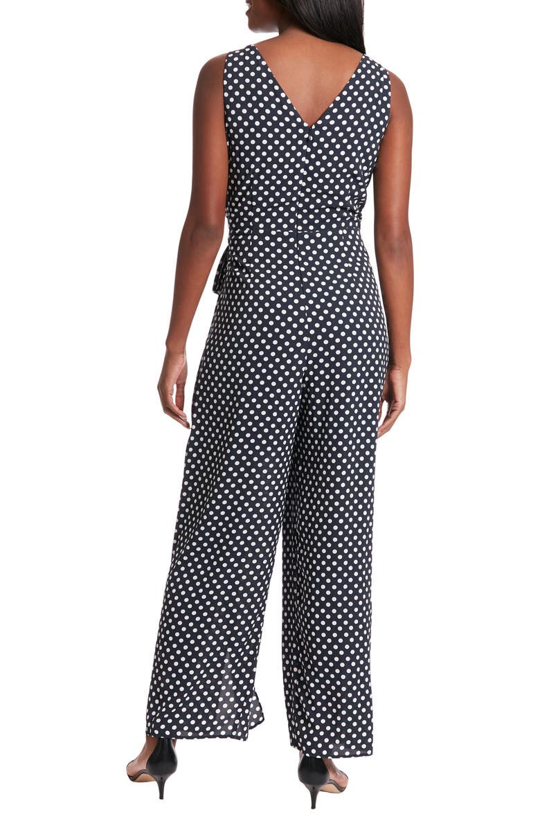 London Times Polka Dot Walk-Through Jumpsuit, Alternate, color, Navy/ White