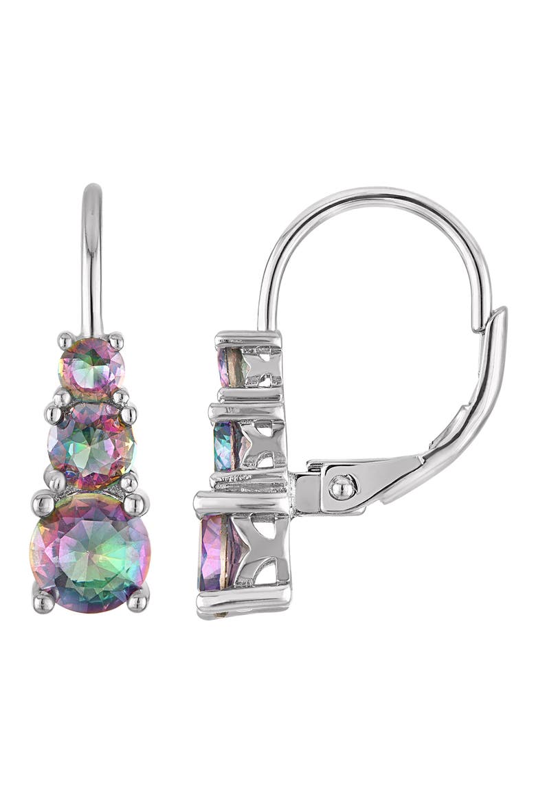 Graduated Rainbow Cubic Zirconia Leverback Earrings, Main, color, WHITE