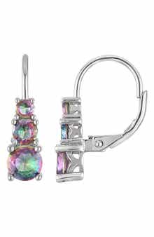 FZN Graduated Rainbow Cubic Zirconia Leverback Earrings