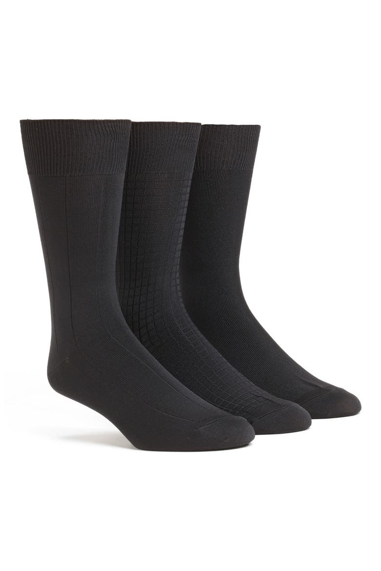3-Pack Microfiber Socks, Main, color, BLACK