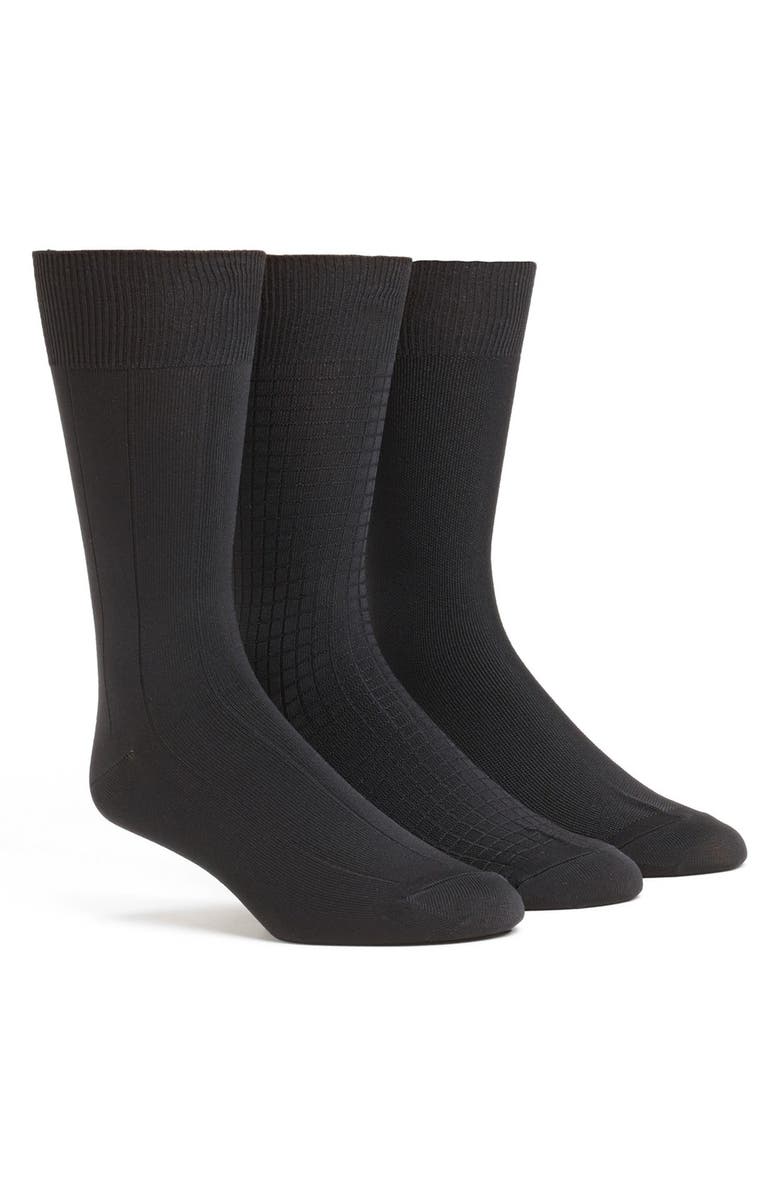 Calvin Klein 3-Pack Microfiber Socks, Main, color, Black