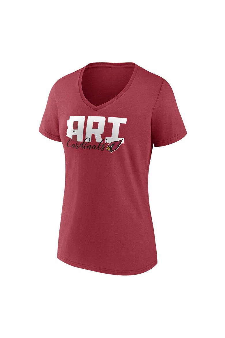 Women's Fanatics Branded Cardinal Arizona Cardinals Back Home Again V-Neck T-Shirt, Alternate, color, Cardinal