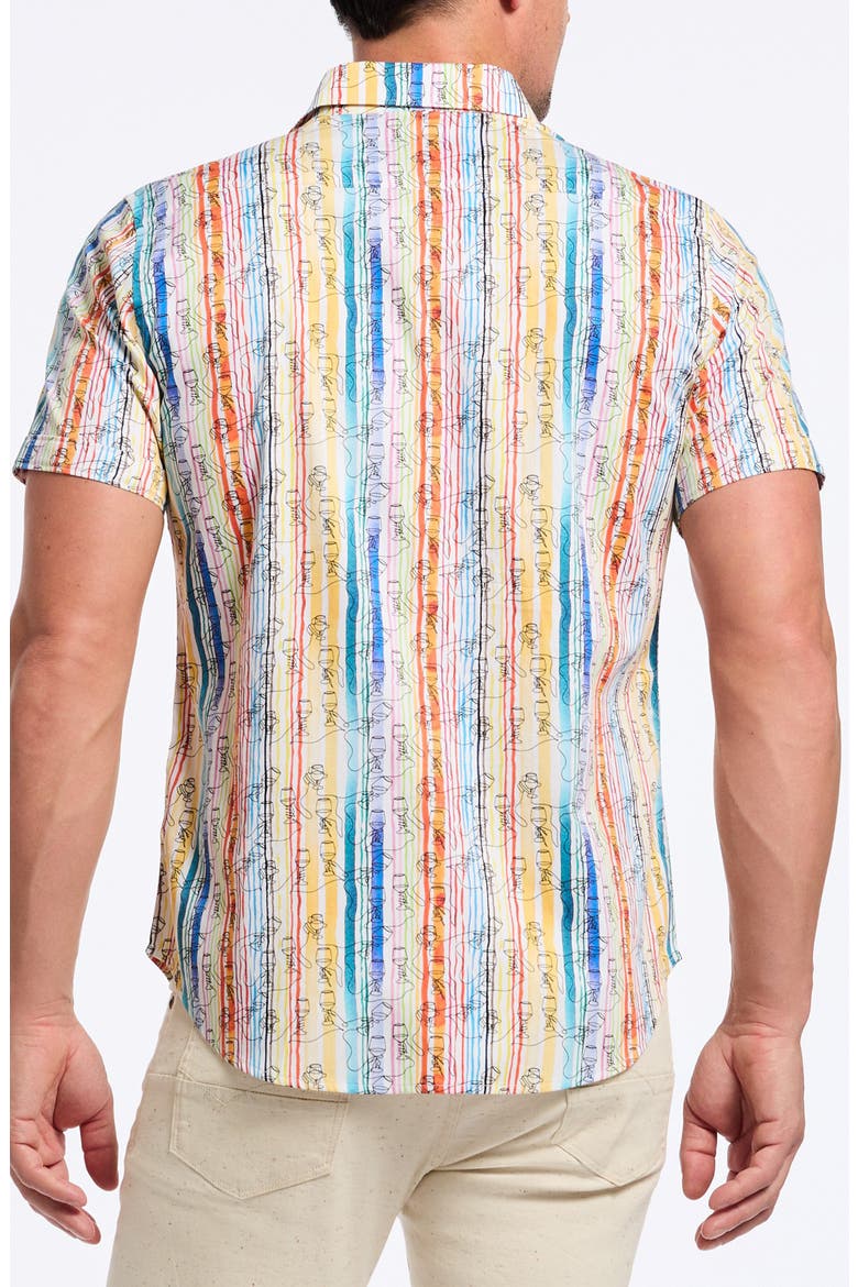 Short Sleeve Stretch Cotton Button-Up Shirt, Alternate, color, WHITE MULTI