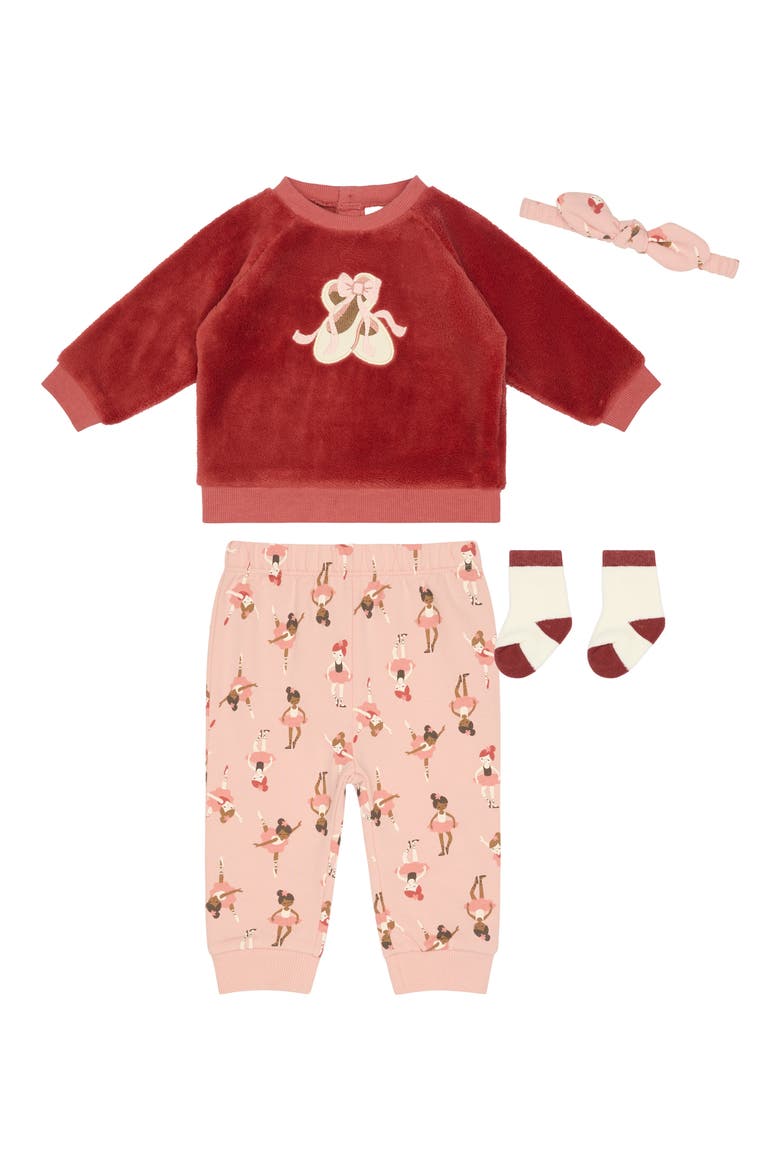 4-Piece Fleece Sweatshirt & Leggings Set, Main, color, BALLET