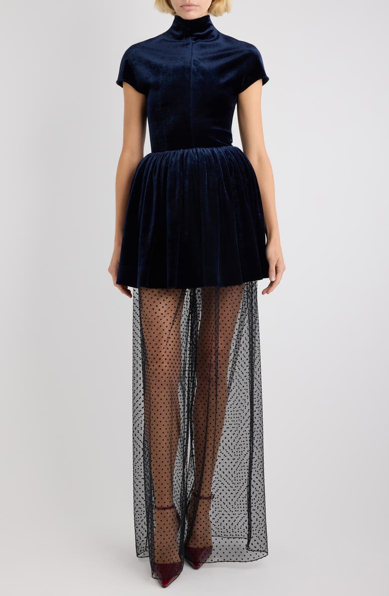 Alaïa Velvet Minidress, Main, color, Minuit