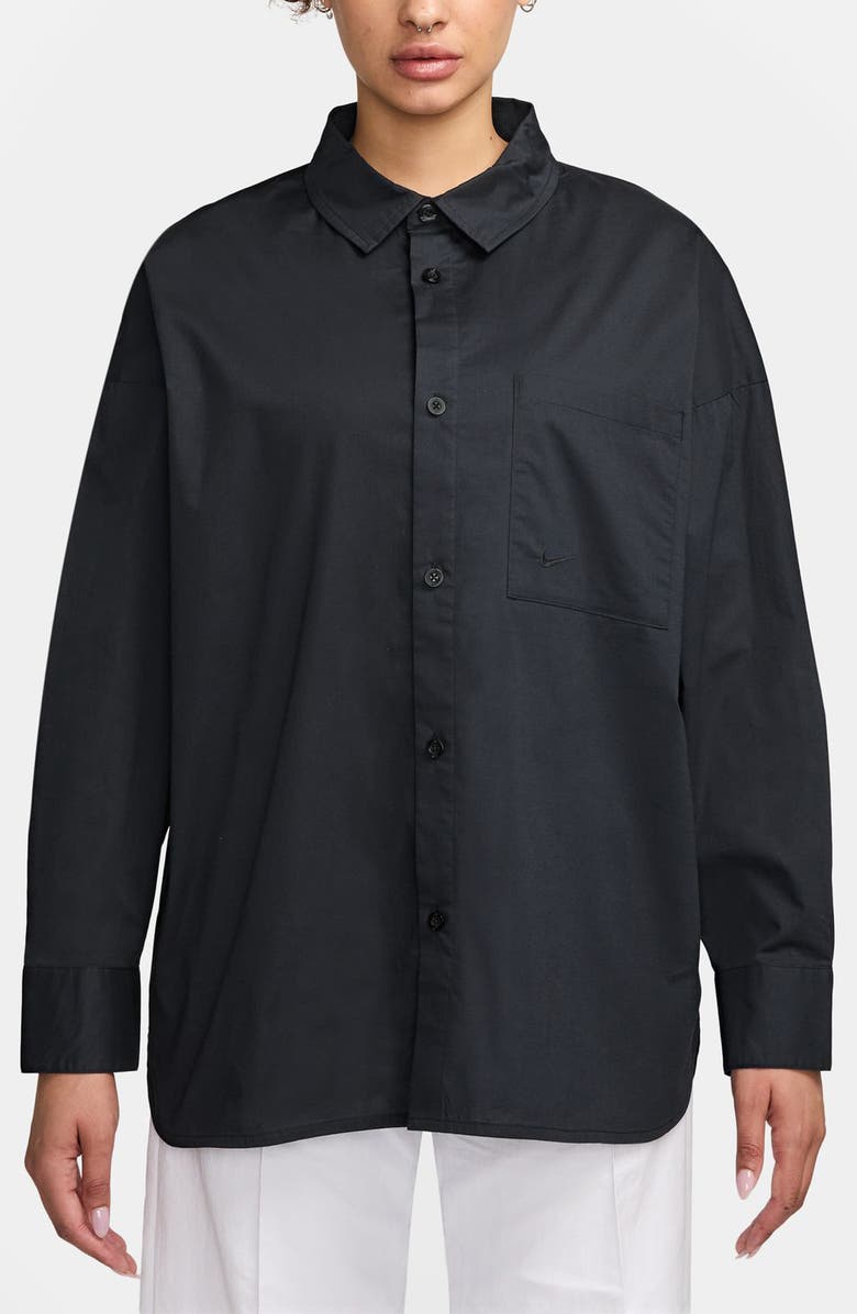 Nike Sportswear Chill Stretch Cotton Poplin Button-Up Shirt, Main, color, 
