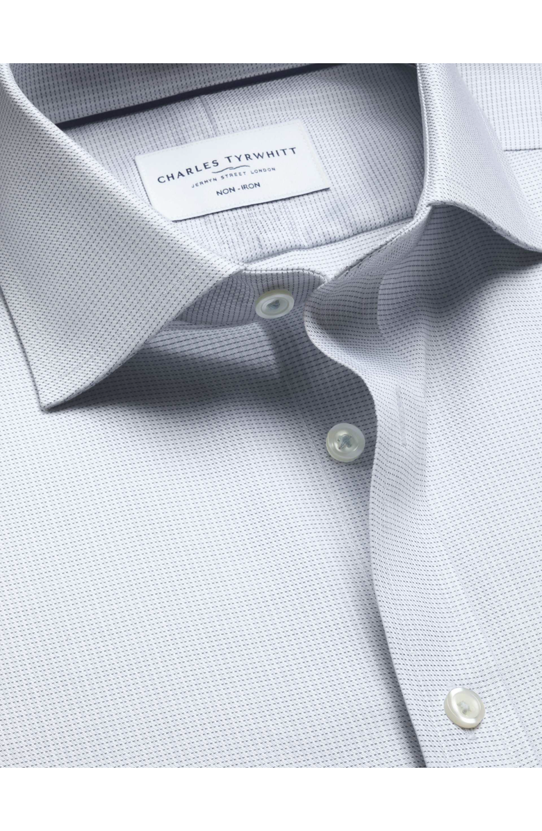 Charles Tyrwhitt Non-Iron Greenwich Weave Cutaway Shirt, Alternate, color, Silver Grey