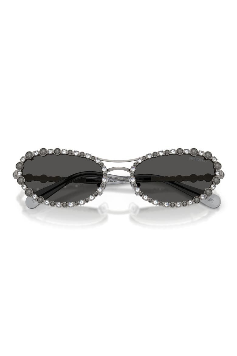 56mm Oval Sunglasses, Alternate, color, GUNMETAL / DARK GREY