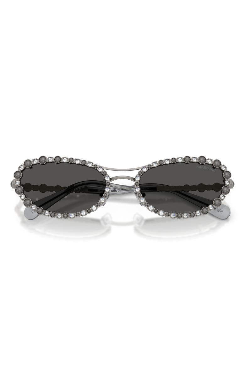 Swarovski 56mm Oval Sunglasses, Alternate, color, Gunmetal / Dark Grey