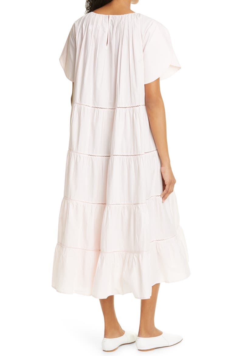 Alegre Tiered Pima Cotton Poplin Midi Dress, Alternate, color, LIGHT PINK