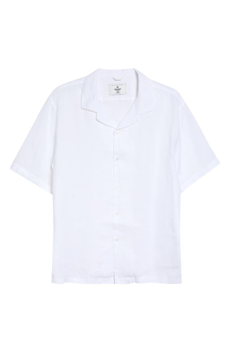 Reigning Champ Retreat Relaxed Linen Camp Shirt, Main, color, White