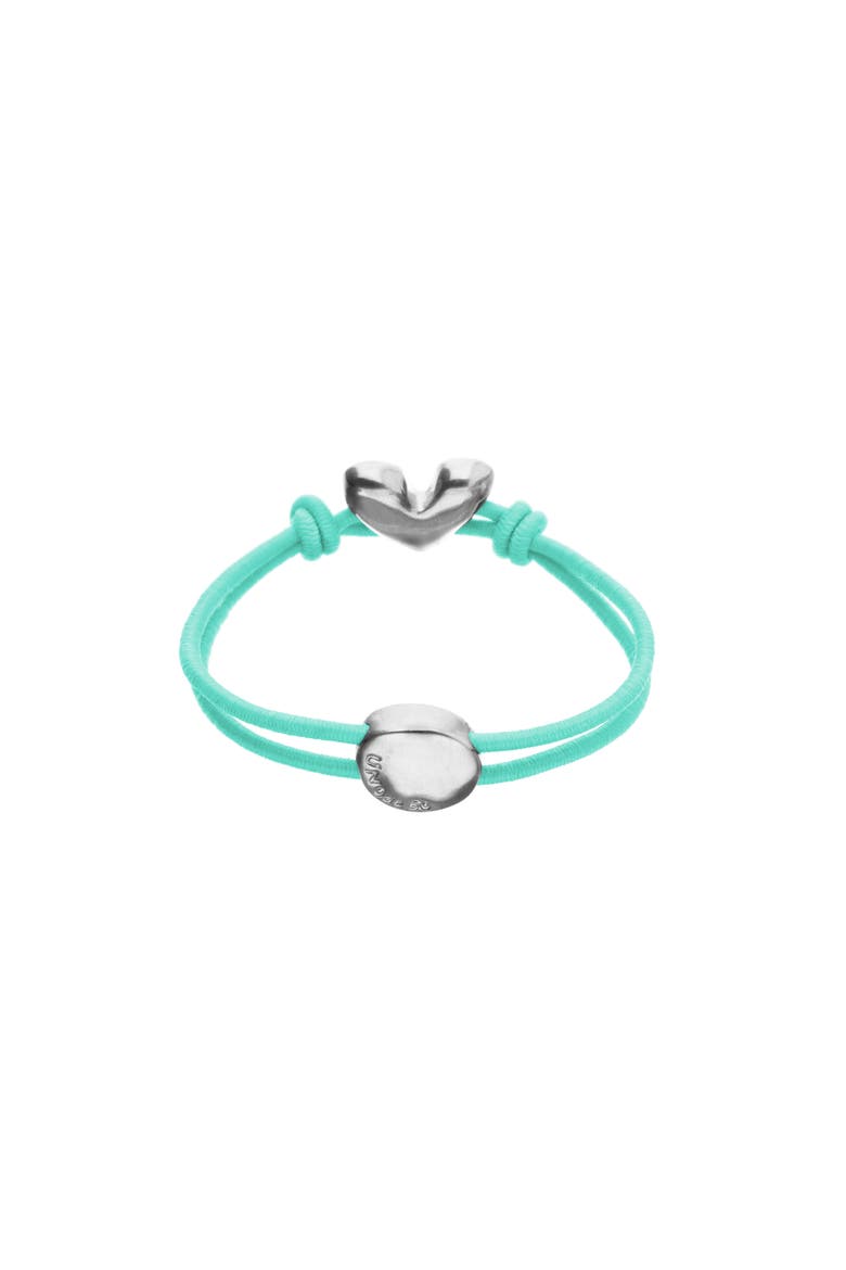 Turquoise Elastic Thread Bracelet With Sterling Silver-Plated Heart, Alternate, color, Silver