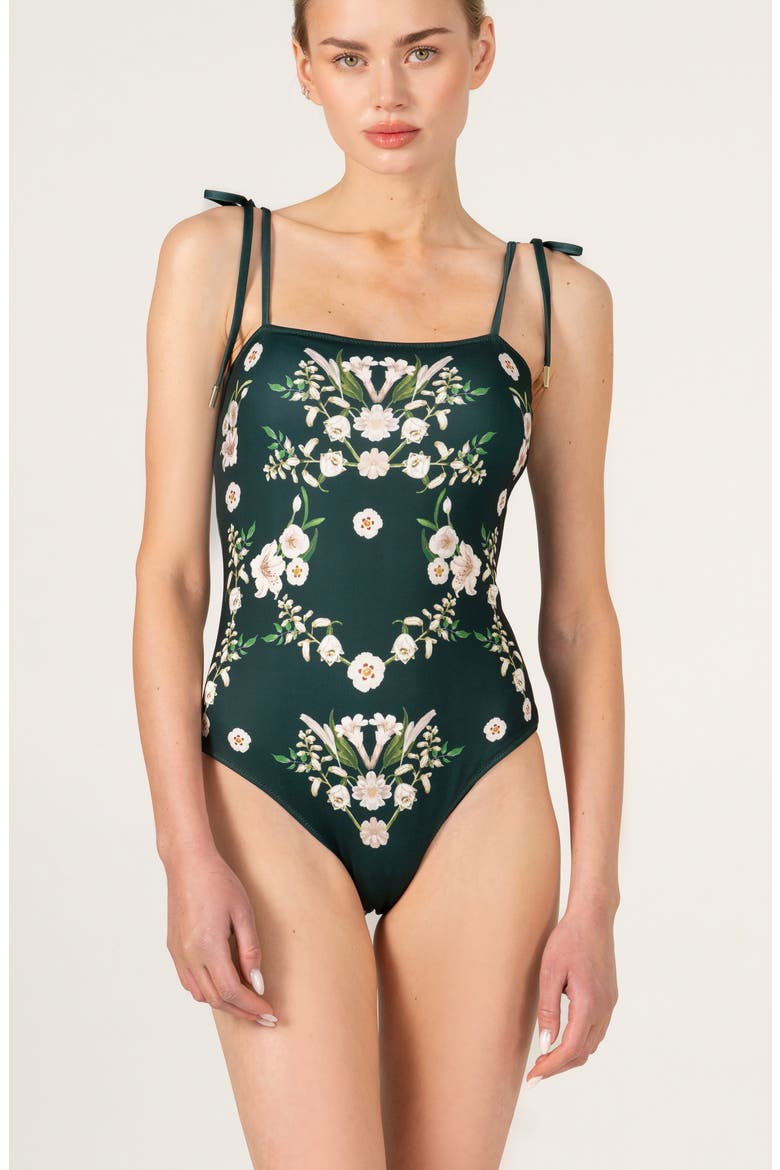 Lily Garden Reversible One Piece Swimsuit, Main, color, Green