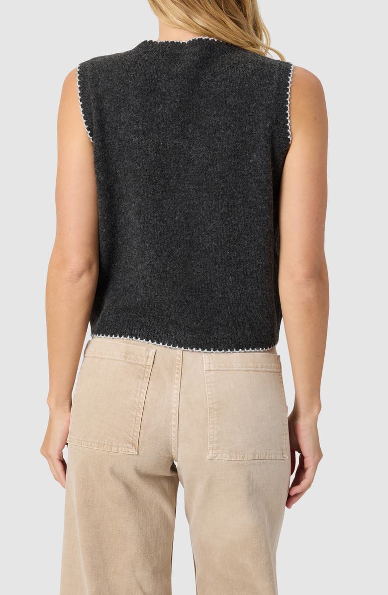All in Favor Contrast Stitch Sweater Vest, Alternate, color, Charcoal Ivory