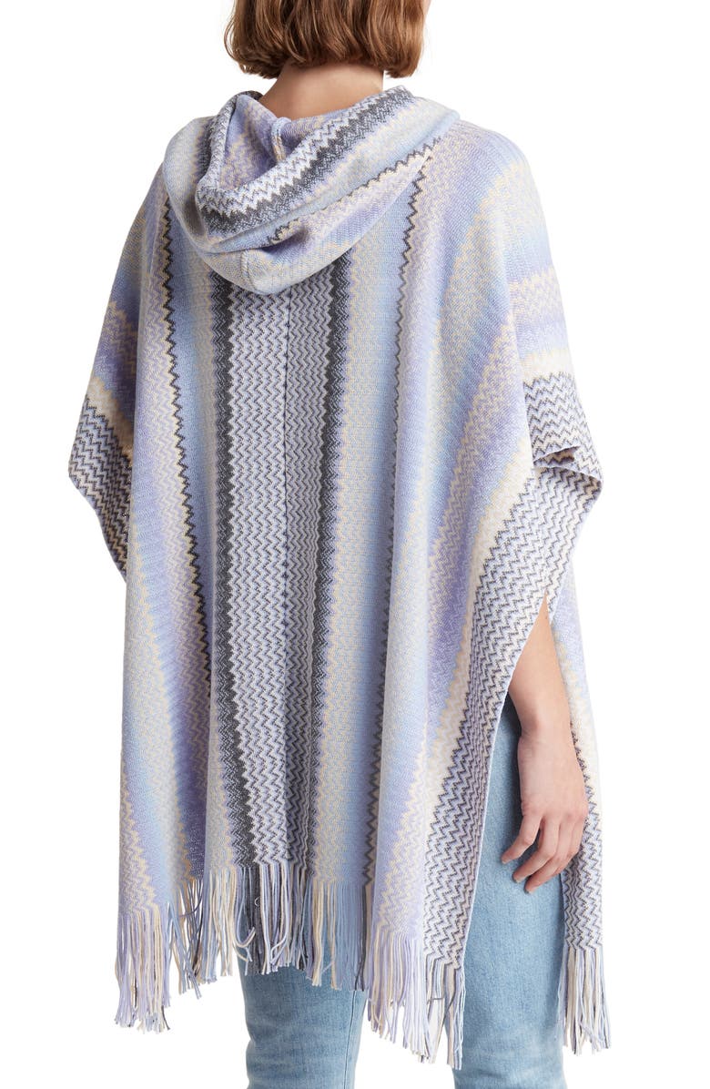 Missoni Stripe Wool Blend Hooded Poncho, Alternate, color,
