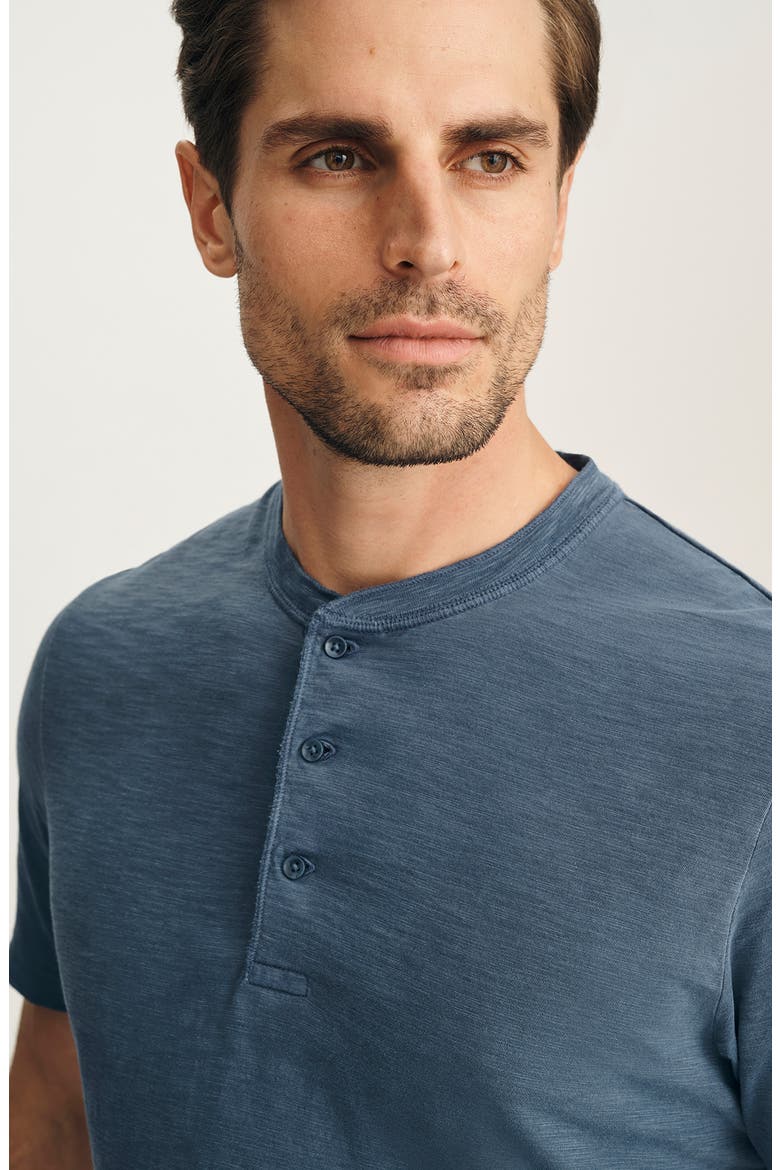 Short Sleve Slub Cotton Henley, Alternate, color, VINTAGE INDIGO