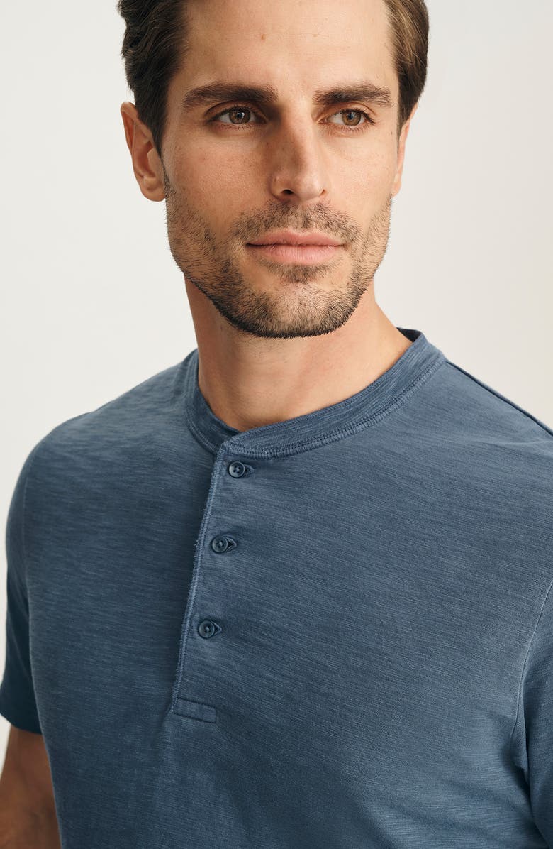 34 Heritage Short Sleve Slub Cotton Henley, Alternate, color, Vintage Indigo