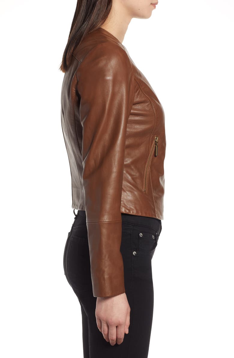 Halogen<sup>®</sup> Collarless Leather Jacket, Alternate, color, 