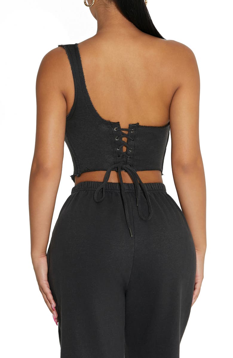 Naked Wardrobe The Extra Cozy One-Shoulder Crop Top, Alternate, color,