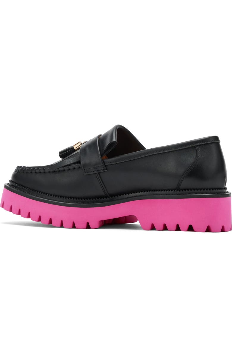 MARC NOLAN Ms. Journey Leather Lug Tassel Loafer, Alternate, color, Black/Pink
