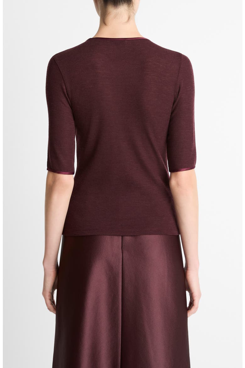 Satin Trim Wool Top, Alternate, color, OXBLOOD