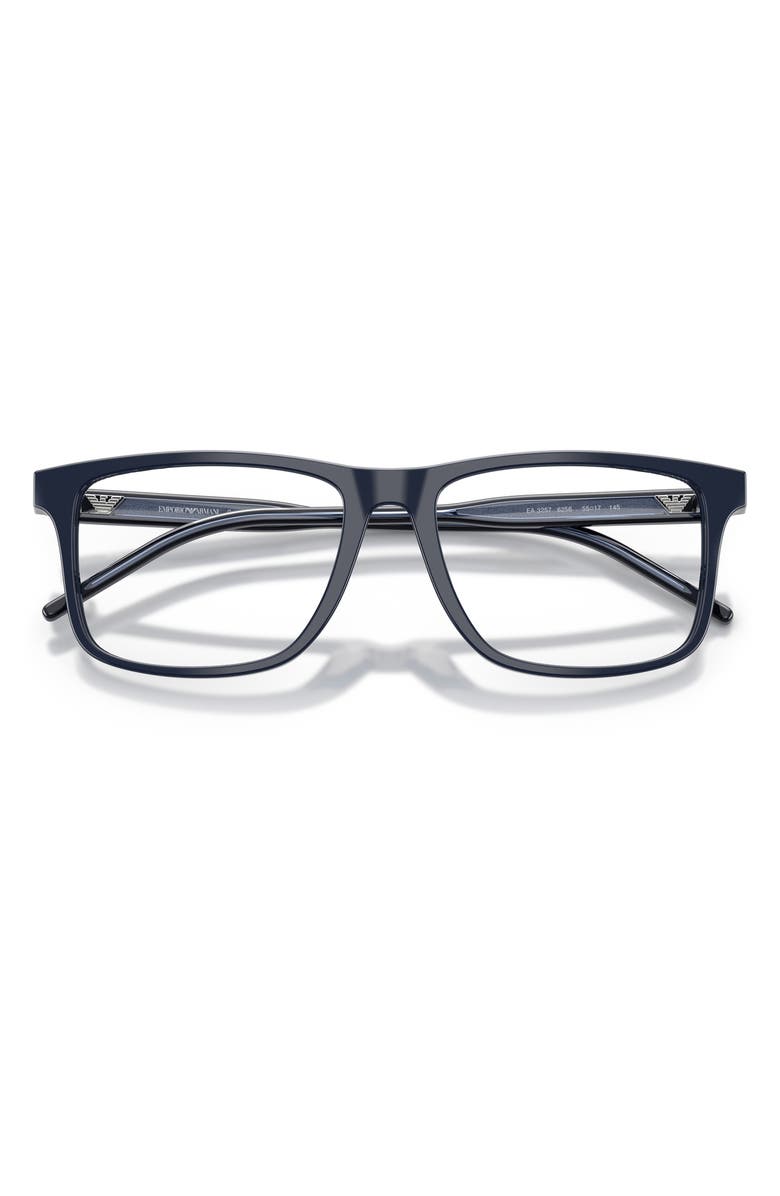 Emporio Armani 53mm Square Optical Glasses, Alternate, color, Shiny Blue / Demo Lens